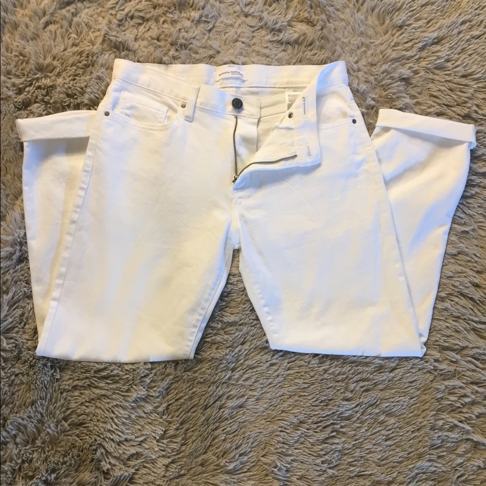 Banana Republic White Premium Denim Boyfriend Jean